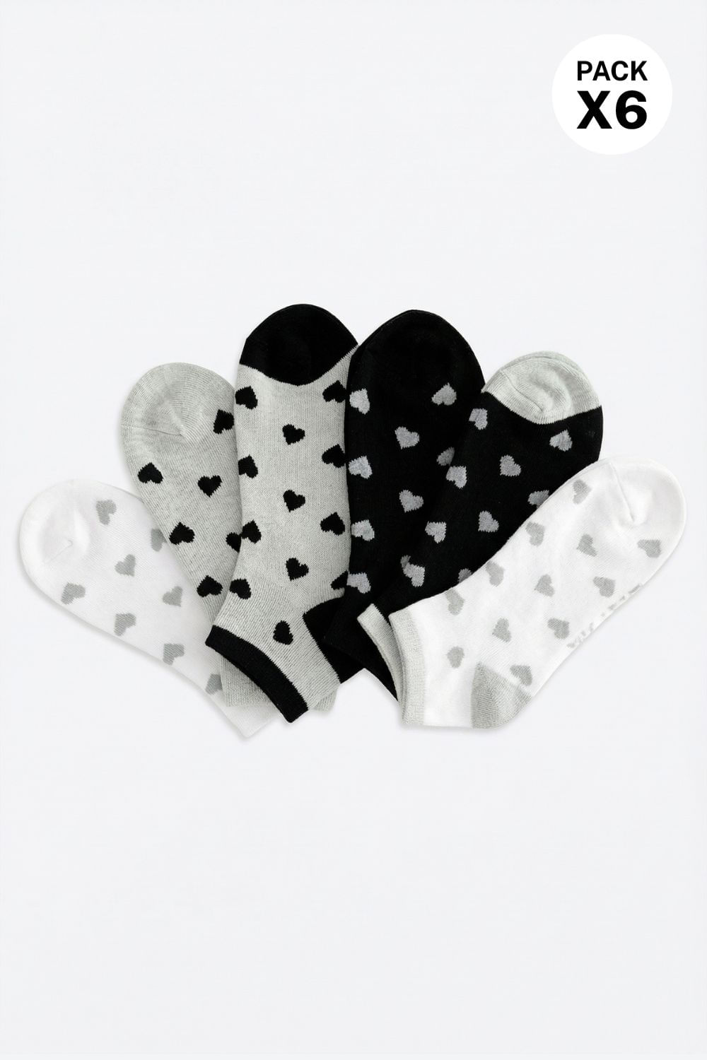 Medias cortas tipo tobillera en poliester x6 unidades